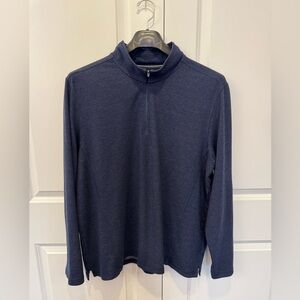 Orvis Mens 1/4 Zip Shirt Medium Blue Long Sleeve High Neck Long Sleeve Stretch